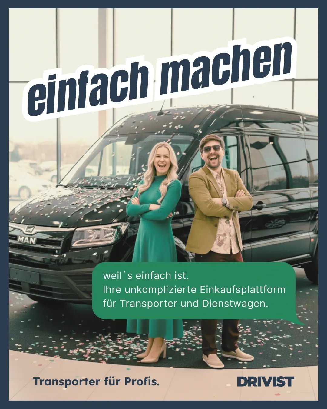 Einfach machen
Kompliziert und bürokratisch ist der Arbeitsalltag schon genug. Wir machen es deshalb gerne einfach. Ihre persönlichen Ansprechpartner bei DRIVIST haben alle Schritte stets im Blick.